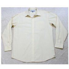 Dress Shirt Tommy Hilfiger 15.5 34/35 Yellow Blue Cotton Long Sleeve Striped K18