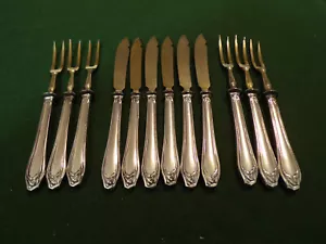 Floraler Jugendstil Dessert/Obstbesteck 6 Personen 12 Teile versilbert TOP - Bild 1 von 6