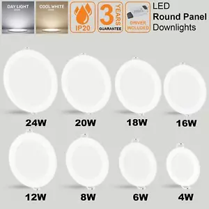 LED Round Ceiling Light Recessed Ultra Slim Panel Down Lights Spot Lamp UK Stock - Picture 1 of 14