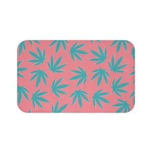 Tropical Pink Weed  Leaf Bath Mat - Picture 1 of 9