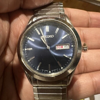 Working SEIKO Watch SPIRIT 471374 Elegant Men's STAINLESS STEEL Crown Broken - Image 1 of 4