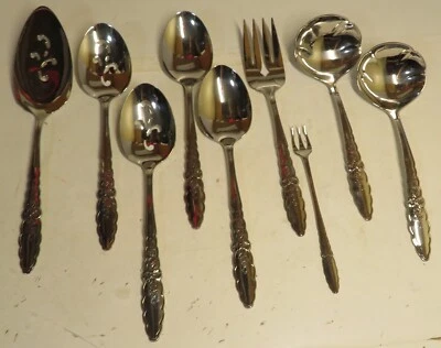 Oneida FLORAL GLEN 9 Pc Community Stainless Flatware Silverware Set Serving Lot - Image 1 of 4
