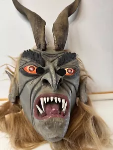 Krampus Holzmaske Perchten Handgeschnitzt Larve Fasnacht Fasching Perchtenmaske - Bild 1 von 5