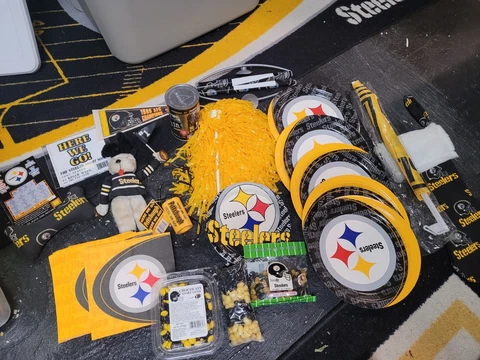 20pc lot Pittsburgh Steelers collectibles memorabilia plates,napkins,can,bear Cover