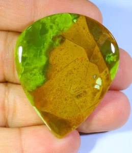 45 CT NATURAL LEMON GREEN CHRYSOPRASE PEAR CABOCHON PENDANT GEMSTONE FE-349 - Picture 1 of 5