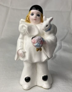 Vintage Pierrot Clown with Rabbit Statue Figurine Art Deco - Picture 1 of 8