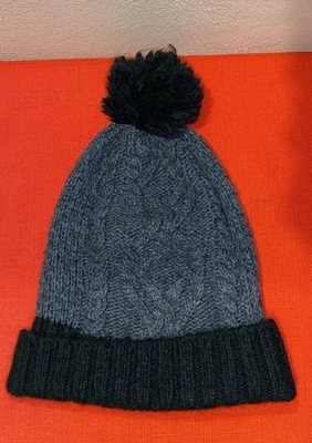 Ralph Lauren Unisex Negro Gris Nudo con Cable Pom Sombrero Foto 1 de 4