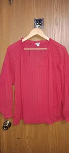 Re-imagined By J Crew Blusa Manica Lunga Donna Taglia 2X Rosa Caldo Scollo a V Puff... - Foto 1 di 6