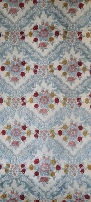 Tissu JACQUARD d'Ameublement 2,90×1,32 Mètre Motif Baroque Fleuri en Relief BLEU - Photo 1/4