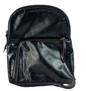 Margot Black Leather Small Backpack Purse Adjustable Straps Basic Classic - Picture 1 of 17