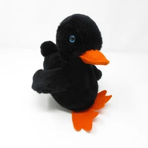 Gund 1976 schwarze Ente Plüschtier Stofftier orange Schnabel Filzfüße 7 Zoll groß - Bild 1 von 14