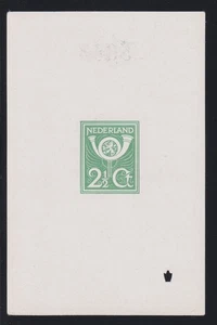 Netherlands Issue 1923 2 1/2 Cent Color Proof (Green) on White Smooth Paper - Picture 1 of 2