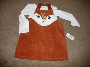 NEW NWT Childrens Place girls size 2T beautiful corduroy Jumper Dress with deer