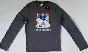 ABERCROMBIE FITCH KIDS A&F Boys Hockey Goalie 8-bit Crew Long Sleeve Tee H Grey - Picture 1 of 2