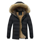 Winter Warm Thick Fleece Men Hooded Fur Collar Parka Jacket Coat Men Parkas Men