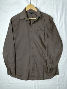 Mens Brown Long Sleeve Button Up Smart Shirt Size Medium - Picture 1 of 2