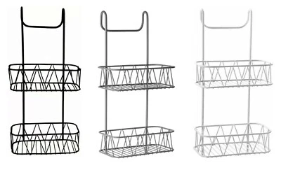 HOMION 2 Tier Bathroom Organiser Shower Screen Caddy Hanging Basket Rack Holder