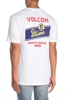 Volcom Men's S Short Sleeve T-Shirt White Primo Beer Chug Tee Hawaii Original HI - Image 1 of 2