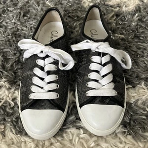Cole Haan Womens Shoes Size 7 B Laurie Leather Snakeskin Print Black Sneakers - Picture 1 of 9