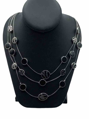 VETEMENTS Collana Disco 3 strati argento e nero