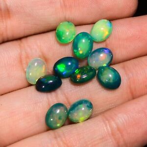 Pietra preziosa sfusa cabochon di opale etiope verde naturale 11 pezzi 9 ct...