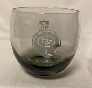 # 402B San Francisco 49ers NFL Football Etched Bar Glass Smoke Gray Rolly Polly - Picture 1 of 6