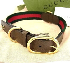 GUCCI Pet Collar For Dogs Choker Size XL Canvas Leather Green Red 47.5cm-55.5cm