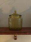 Federal Depression Glass Cookie Biscuit Jar W/ Lid Yellow Vintage Amber Glass