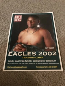 Vintage 2002 TROY VINCENT PHILADELPHIA EAGLES GLOSSY PHOTO NEWSPAPER PROMO - Picture 1 of 1