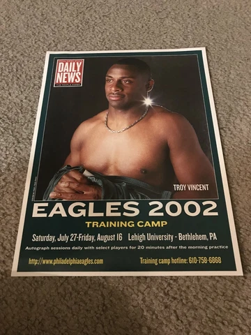 Vintage 2002 TROY VINCENT PHILADELPHIA EAGLES GLOSSY PHOTO NEWSPAPER PROMO Cover
