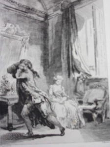 GRAVURE FRAGONARD 1840 / LES AVEUX INDISCRETS - Picture 1 of 2