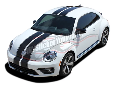 Kit de calcomanías de vinilo a rayas dobles de 9" para Volkswagen Beetle 2012-2019 Foto 1 de 4