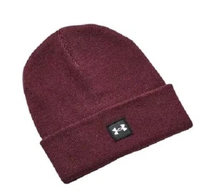 Under Armour Unisex Halftime Cuff Beanie one size Dark Maroon / White - Picture 1 of 2