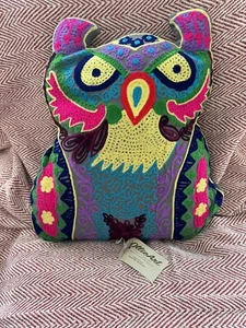 New Retro Owl Ollie Art Whimsical Handmade Decorative Multicolor Pillow - Picture 1 of 6