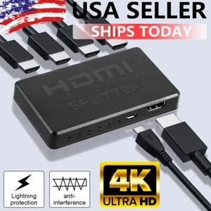 HDMI Splitter 1 In 4 Out 4K UHD HD 1080P 4-Port Repeater Splitter Amplifier 1to4 - Picture 1 of 9