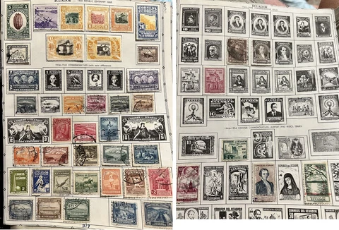 1930-1954 ECUADOR MINT AND USED STAMPS ON ALBUM PAGE SHORT SET XMAS GIFT GRANDPA Cover