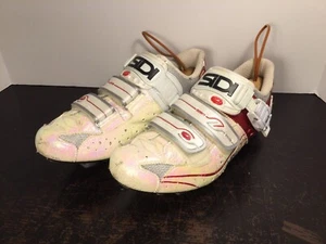 Sidi Road Bike Cycling Shoes White & Red Women's 7 Men's 6 US 39 EU Carbon - Picture 1 of 9