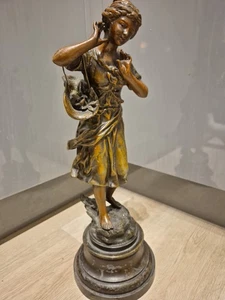 Französische Bronzeskulptur Jugendstil von Louis Auguste Moreau ( 1855 - 1919 ) - Bild 1 von 12