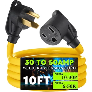 10FT 30Amp to 50Amp Welder Adapter Cord Compatible With NEMA 10-30P Male to 6... - Picture 1 of 7