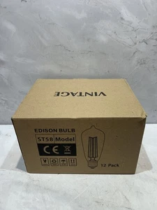 Vintage Style Edison ST58 60W Light Bulbs x 12 Pack - E27 Screw Filament - New - Picture 1 of 8