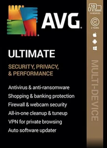 AVG ULTIMATE 2024 10 Devices 2 Years Internet Security New Retail Ships Fast !!! - Picture 1 of 1