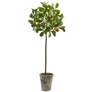 Nearly Natural 38 in. Artificial Potted Orange Tree - Picture 1 of 6