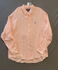 Polo Ralph Lauren 100% Linen Long Sleeve Shirt Men’s XL Pink Blake - Picture 1 of 8