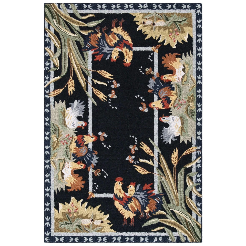 Chelsea Collection Accent Rug - 1'8" x 2'6", Black, Hand-Hooked French Countr... - Image 1 of 3