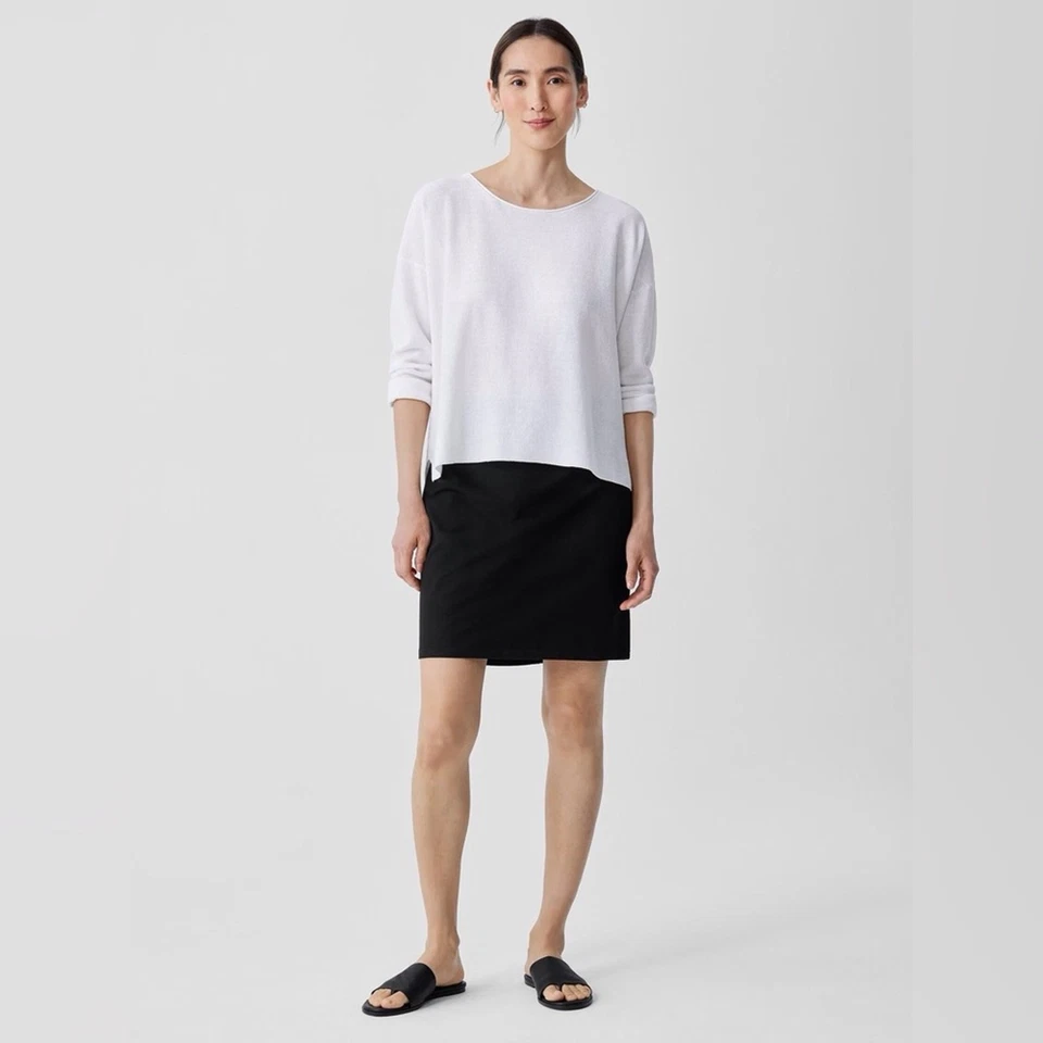 Falda oscilante tejida Eileen Fisher en negro talla grande. Foto 1 de 4