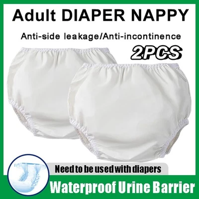 2PCS Adult Plastic Pants White Waterproof Incontinence Underpants EVA material - Image 1 of 4
