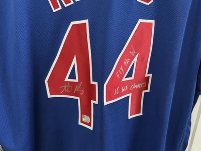 Camiseta oficial autografiada por Anthony Rizzo de los Chicago Cubs con inscripciones  Foto 1 de 4