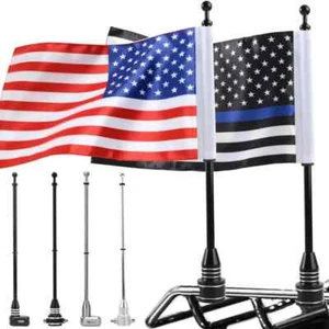 Motorcycle Rack Flagpole Side Flag Pole Mount Luggage Rack For Harley Sportster - Foto 1 di 27