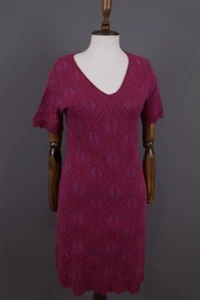 GUDRUN SJODEN Purple Geometric Bamboo Short Sleeve Sweater Midi Dress Size S - Picture 1 of 19