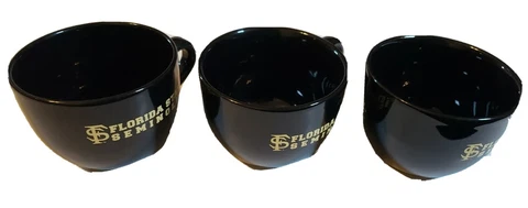 Florida State Seminoles FSU Jumbo Black Coffee Mug/Soup Bowl NCAA Coffee Mugs x3 Cover